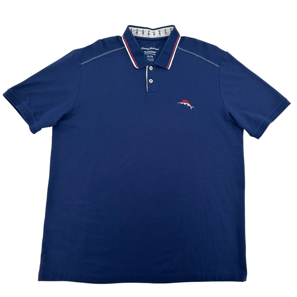 Tommy Bahama IslandZone Mens XL Polo Shirt Blue Hula Dancer Golf Preppy Comfy